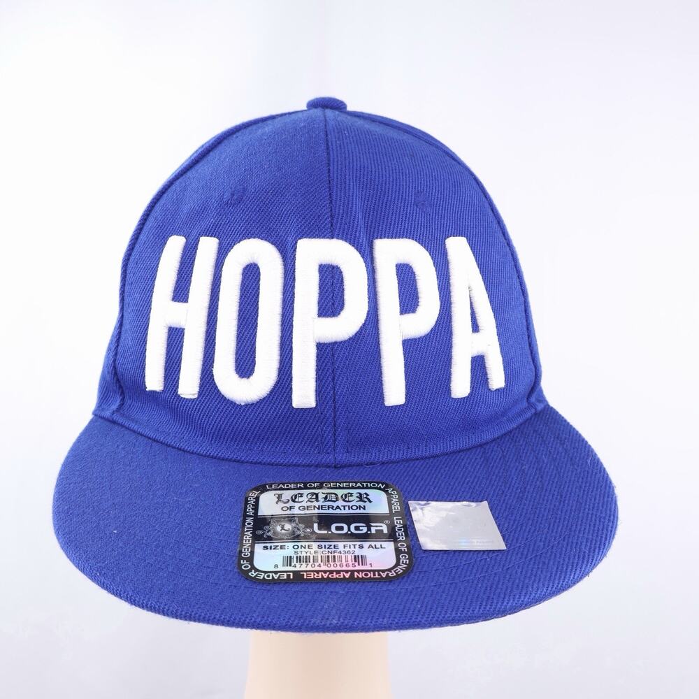 Leader of Generation LOGA HOPPA Snapback Hat Blue White Embroidered Flat Bill‎